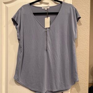 NWT Green Envelope Front Zipper Blouse, Size XL